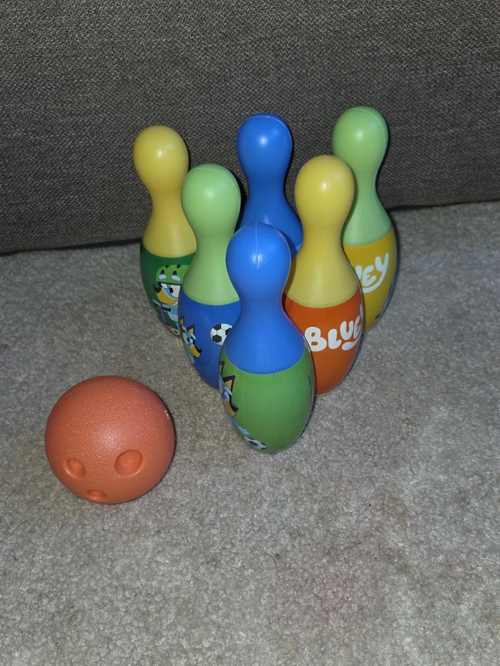 Bluey Colorful Kids Bowling Pin Set with Orange Ball